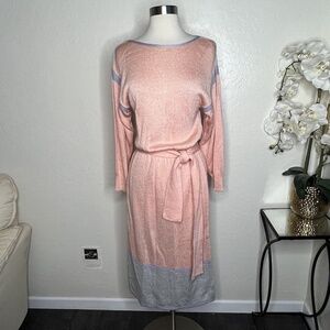 Vintage oscar de la renta knit pastel orange belted dress size 14